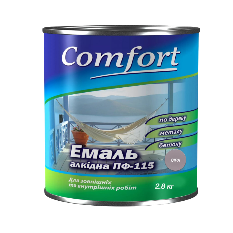 Емаль алкідна COMFORT ПФ-115, глянець сірий, 2,8кг